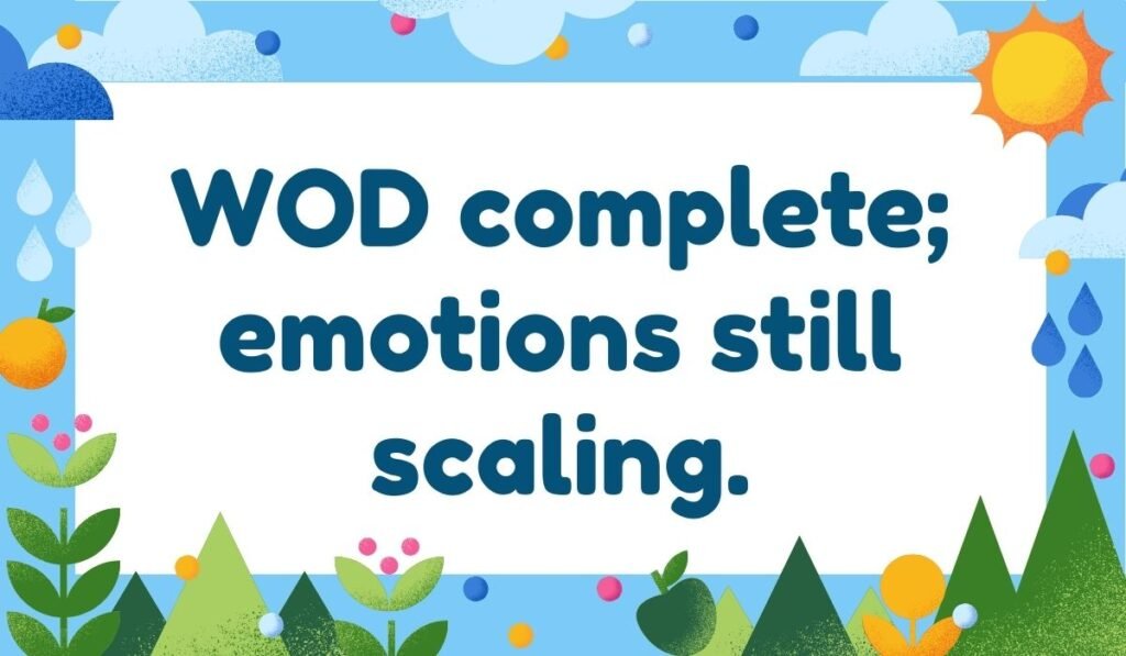 WOD complete emotions still scaling pun – CrossFit WOD pun about workouts and feelings.