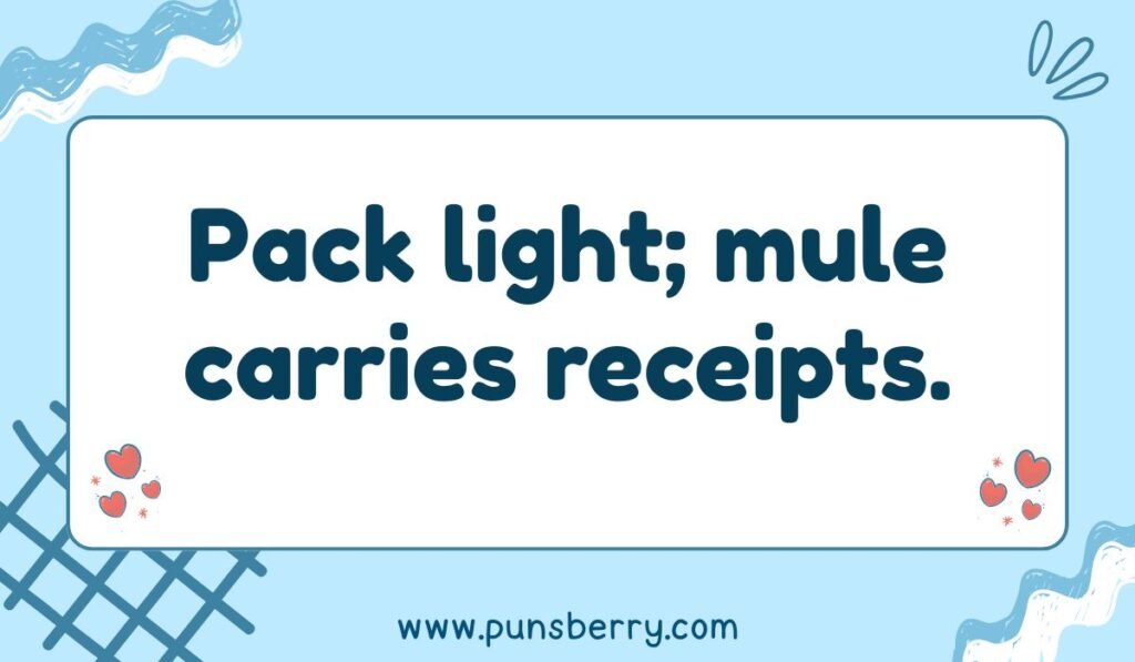 Mule pun about packing light and carrying loads with humor