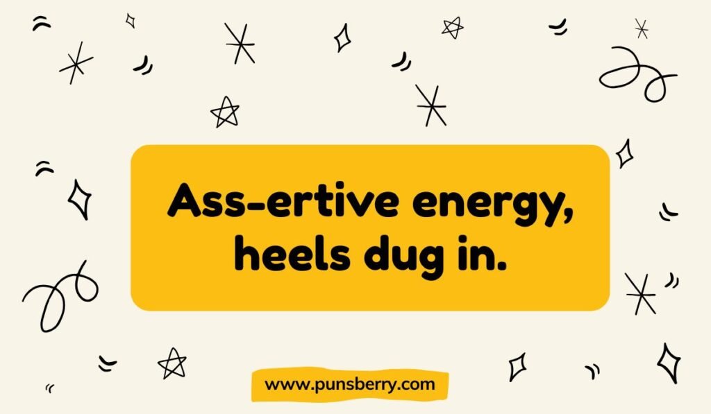 Clever mule pun about assertive energy and stubborn heels.