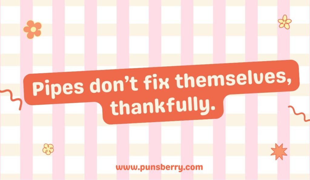 Funny plumber pun: "Pipes don't fix themselves, thankfully."
