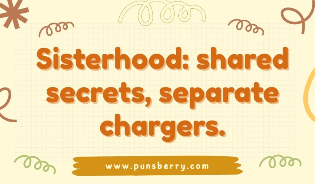 Sisterhood pun about secrets and separate chargers