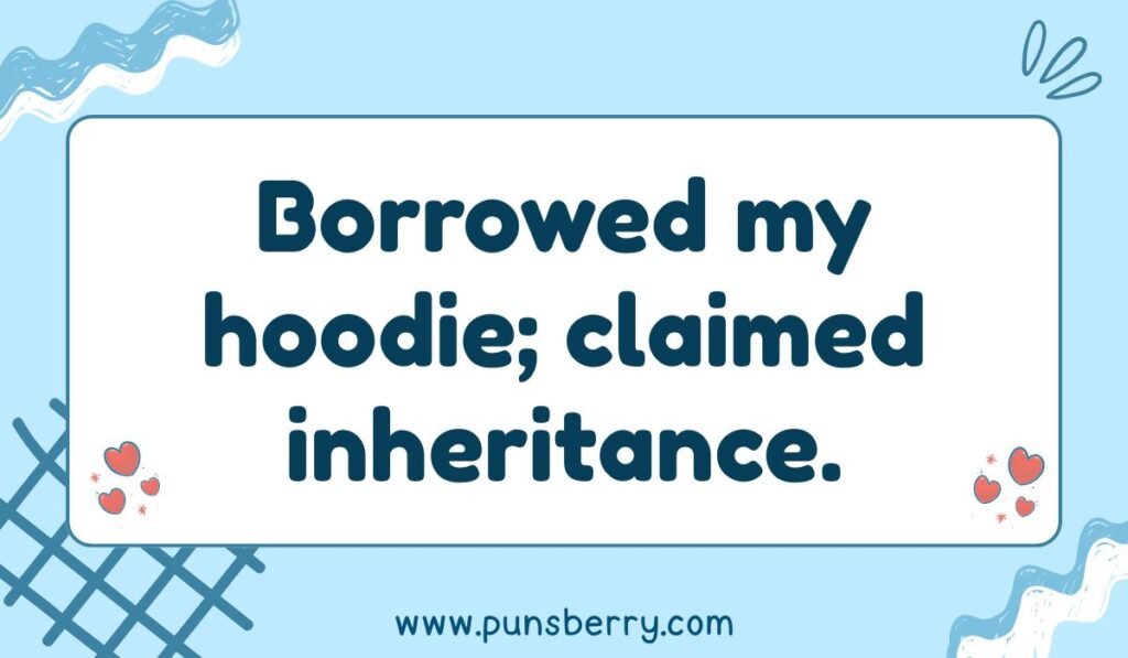Sister pun borrowed hoodie inheritance joke