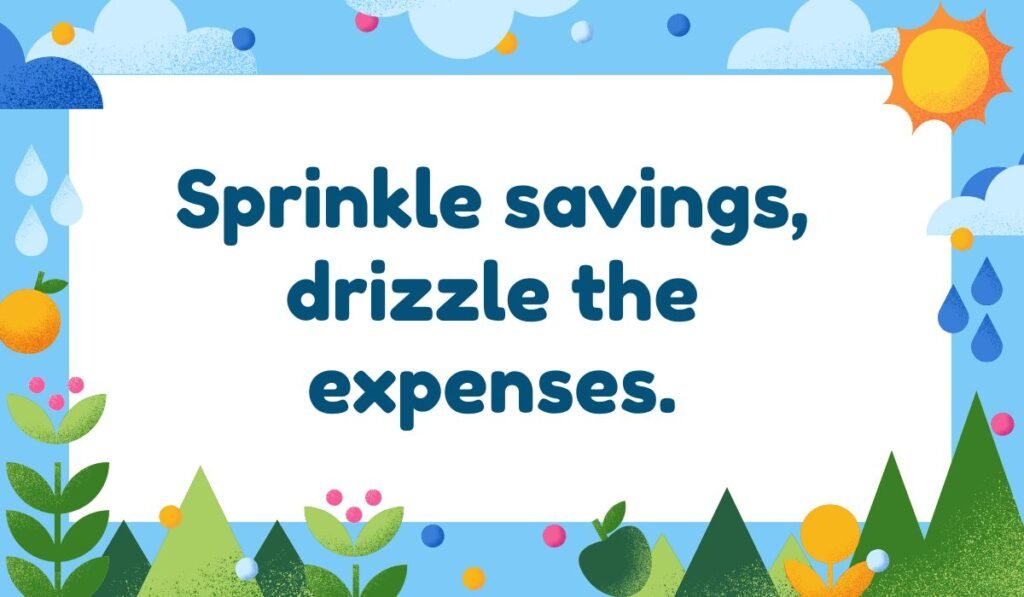 Playful sprinkle pun about savings and expenses