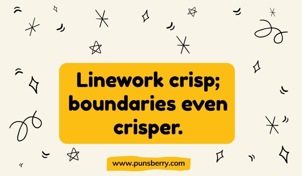 Tattoo linework pun with witty boundary humor