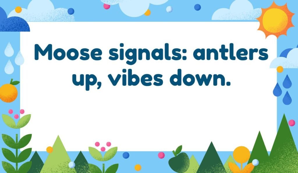 Funny Alaska moose pun "Moose signals: antlers up, vibes down"