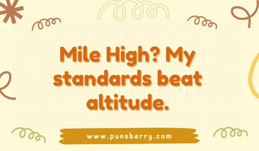 Colorado pun: "Mile High? My standards beat altitude."