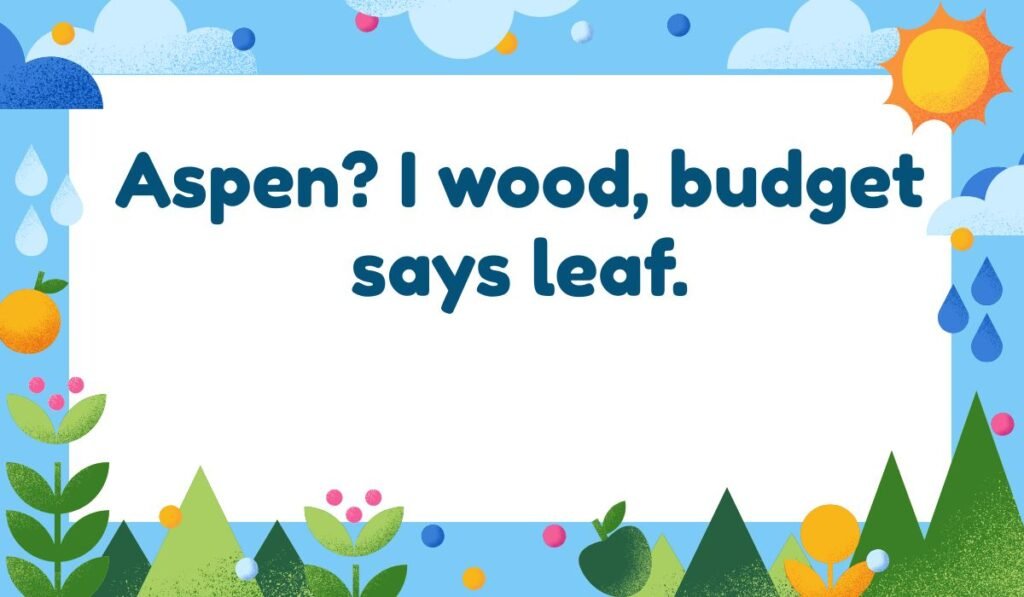Aspen pun: "Aspen? I wood, budget says leaf."