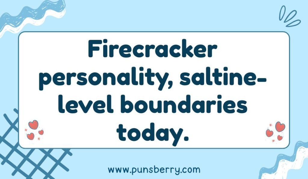 Cracker pun about personality and boundaries: "Firecracker personality, saltine-level boundaries today