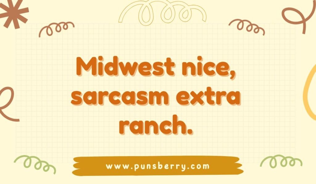 Midwest Nice pun: Midwest nice, sarcasm extra ranch.