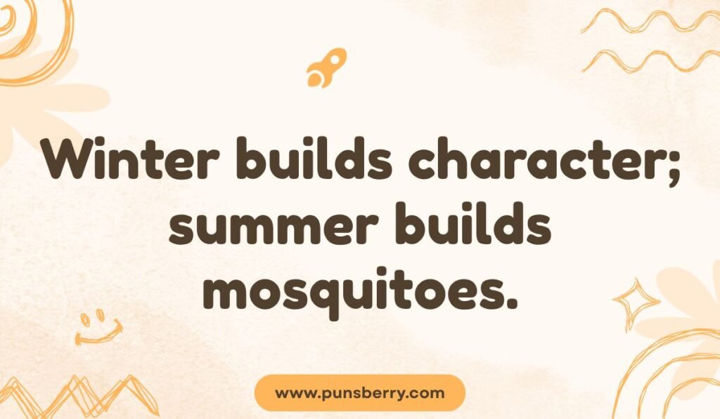 Funny Midwest saying: Winter builds character; summer builds mosquitoes.
