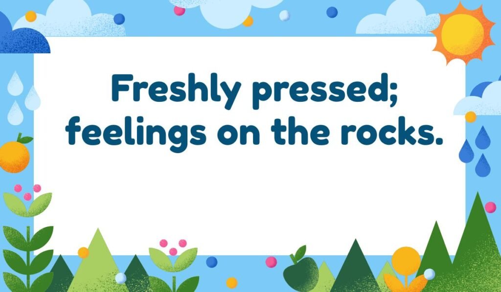 Orange juice pun about emotions: "Freshly pressed; feelings on the rocks