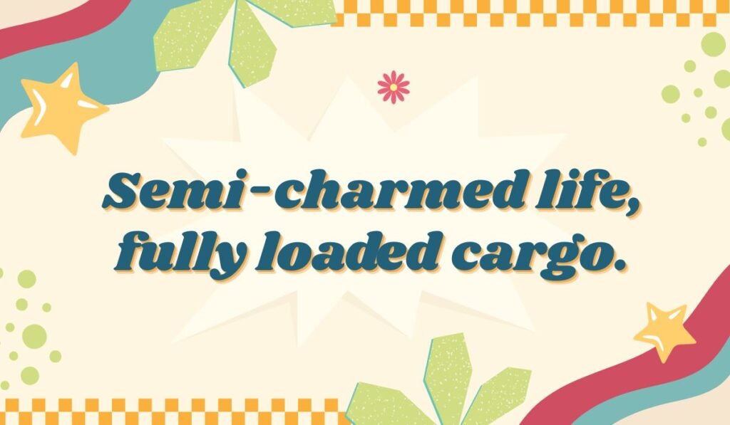 Semi truck pun about life: Semi-charmed life, fully loaded cargo