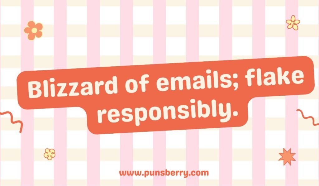 "Blizzard and email pun: Blizzard of emails; flake responsibly."