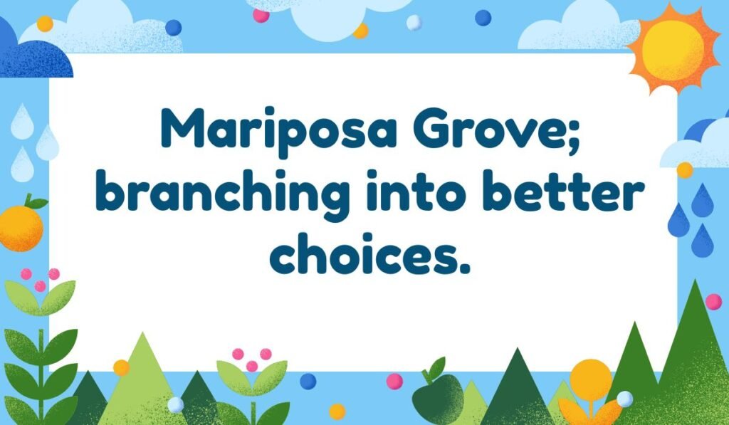 Yosemite pun about Mariposa Grove: Mariposa Grove; branching into better choices.